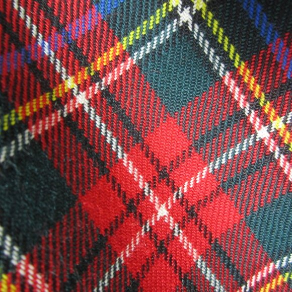 Vtg Lands End Womens P 8 Red Green Tartan Plaid Wool Pleated Midi Skirt Scotland - Picture 2 of 11